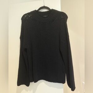 Massimo Dutti Black Crew Neck Knit Sweater